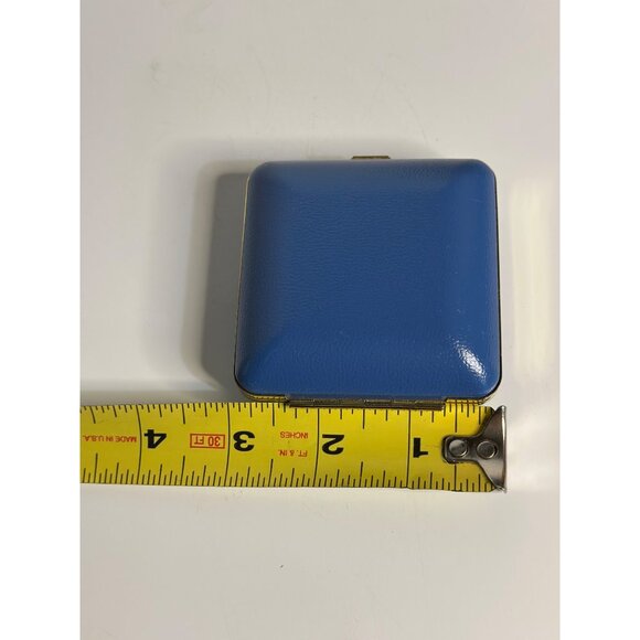 VTG 1970s Elgin Blue Square Travel Alarm Clock Folding Case Gold 3" NOT WORKING - Picture 7 of 8